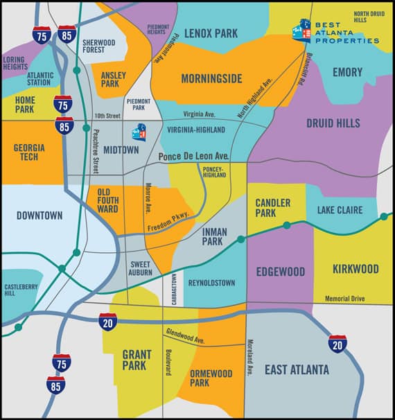 Intown Atlanta Neighborhood Guide Learn About Atlanta Neighborhoods Atlanta Ga Neighborhood Map
