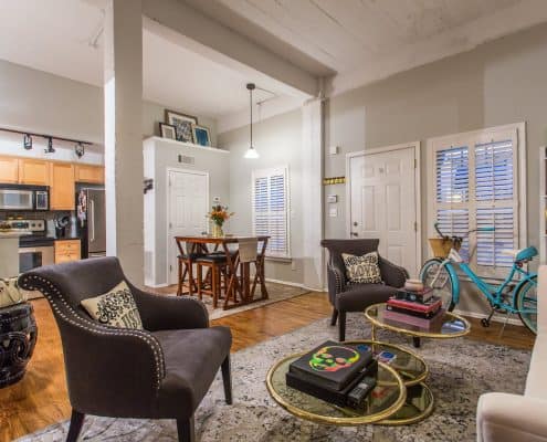Atlanta Lofts for sale - Virginia-Highland Loft For Sale. Living Area at 1026 St Charles Av, Unit 10, Atlanta, GA