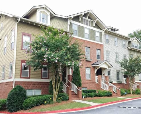 Grant Park condo rental in the Oldfield at Grant Park complex at 655 Mead Street - Photo shows brick craftsman style exterior
